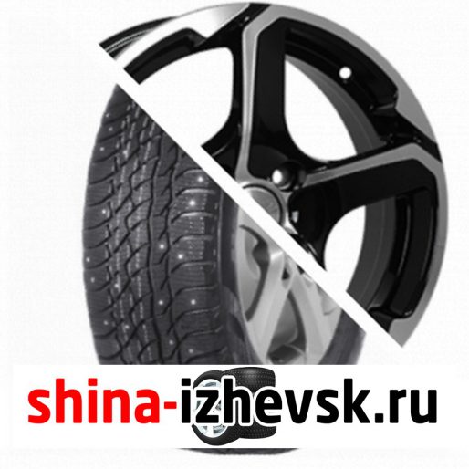 Колесо в сборе Viatti Bosco Nordico (V-523) 205/70 R15 T 96 + СКАД Аллигатор 6xR15 4×100 ET48 DIA54.1 Черный глянцевый с полированной лицевой поверхностью в Ижевске